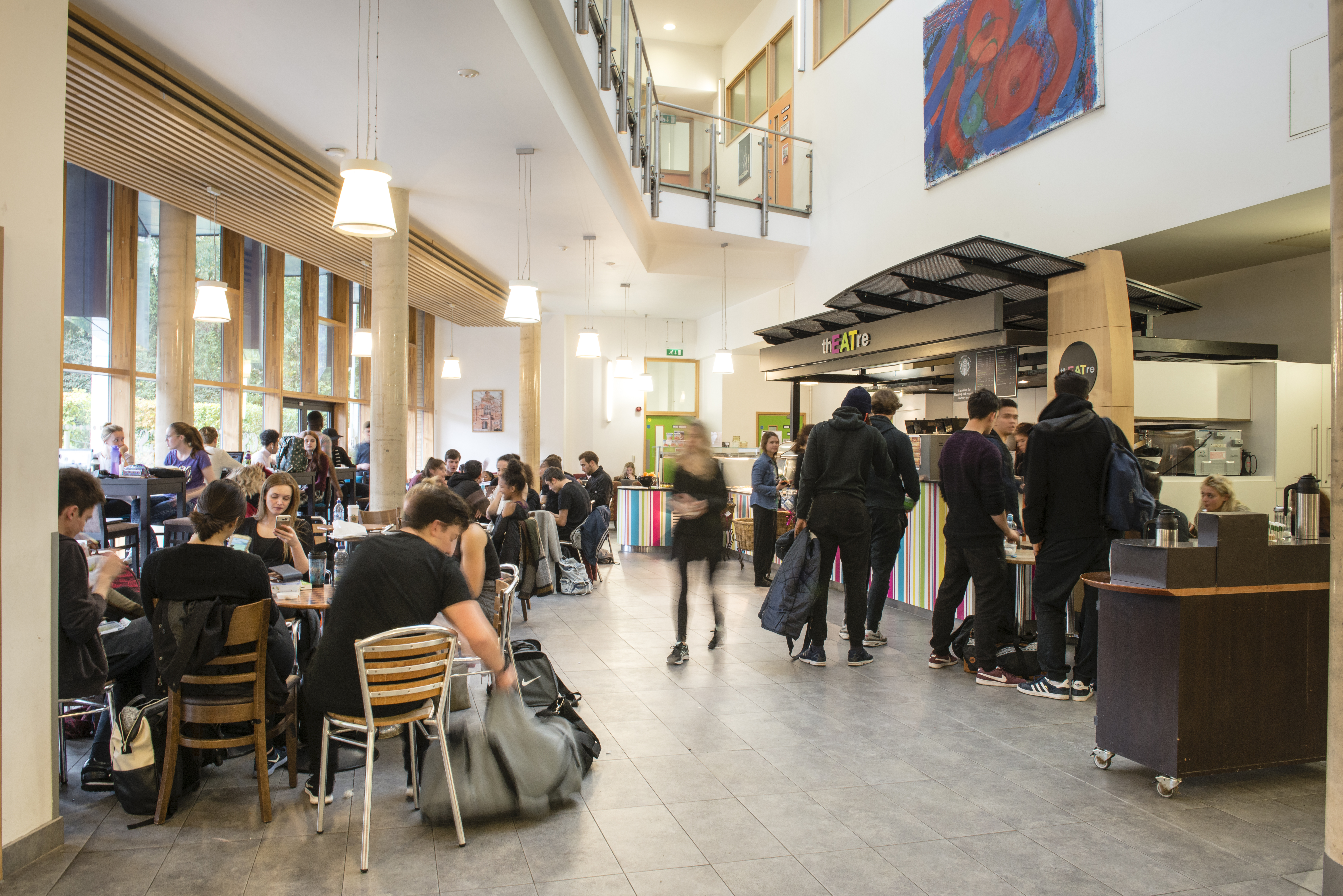 Cafe area with students 