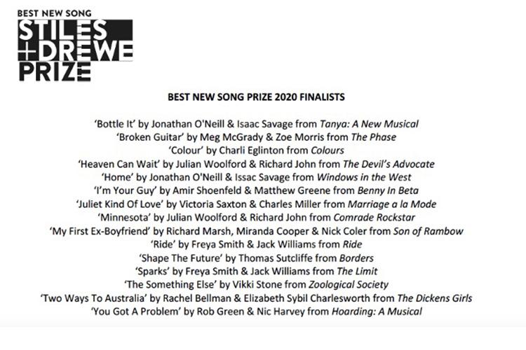 List of nominations for Stiles & Drewe song prize